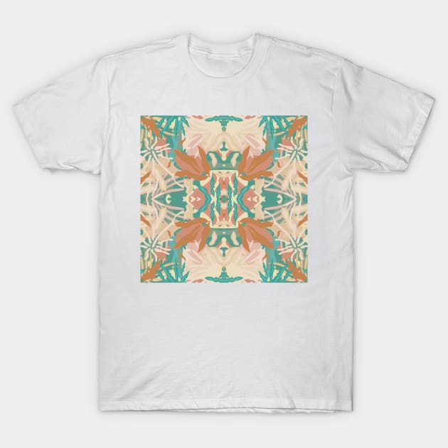 Abstract Tropical Plants in Turquoise and Pastels / Mirrored T-Shirt by matise